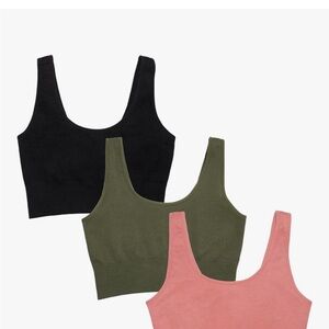 Women's Black, Olive, and Pink Crop Tops/longline bras